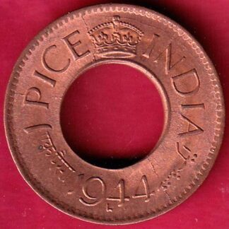 British india UNC king george vi 1944 LAHORE MINT one pice copper coin – FB5735