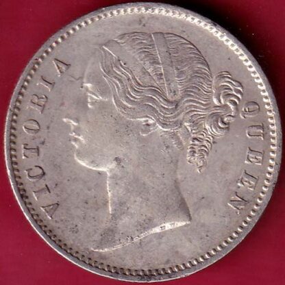 EAST INDIA COMPANY 1840 DIVIDED LEGEND VICTORIA QUEEN 1 RUPEE SILVER COIN–FB5750