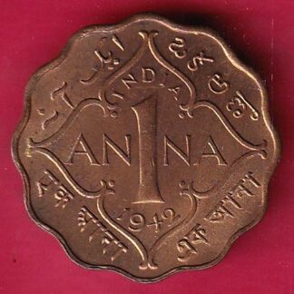 BRITISH INDIA 1942 GEORGE VI 1 ANNA RARE COIN –FB5790