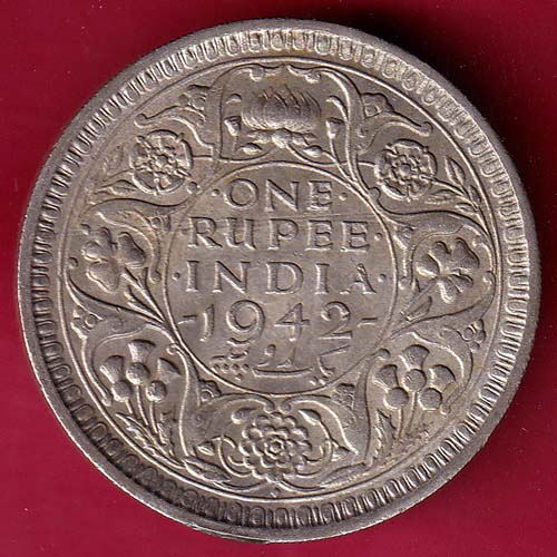 BRITISH INDIA 1942 BOMBAY MINT GEORGE VI ONE RUPEE BEAUTIFUL SILVER ...