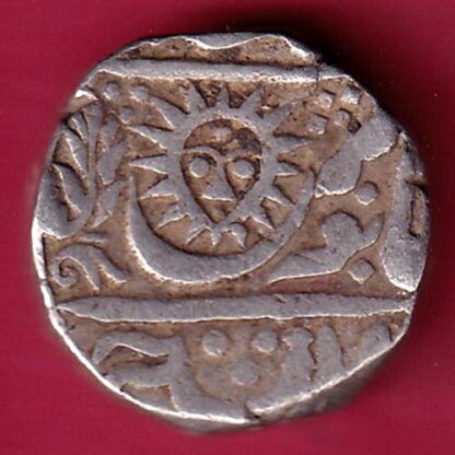 INDORE STATE SUN FACE INO SHAH ALAM II MALHAR RAO ONE RUPEE SILVER COIN –FB5957