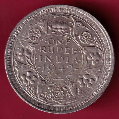 BRITISH INDIA 1942 BOMBAY MINT GEORGE VI ONE RUPEE BEAUTIFUL SILVER COIN –FB6036