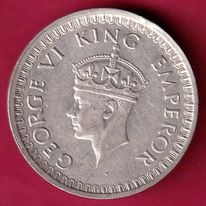 British India 1943 BOMBAY MINT George Vi HALF Rupee Rare Silver coin –FB6073 - Image 2