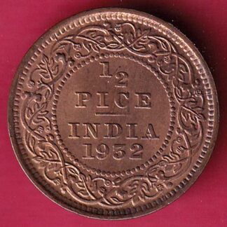 BRITISH INDIA 1932 GEORGE V 1/2 PICE COPPER COIN –FB6129