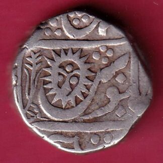 INDORE STATE SUN FACE INO SHAH ALAM II MALHAR RAO ONE RUPEE SILVER COIN–FB6152