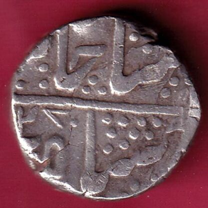 INDORE STATE  SUN FACE INO SHAH ALAM II MALHAR RAO ONE RUPEE SILVER COIN – FB6218 - Image 2