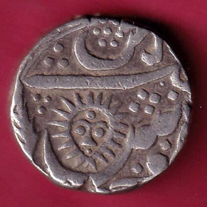 INDORE STATE SUN FACE INO SHAH ALAM II MALHAR RAO ONE RUPEE SILVER COIN – FB6233