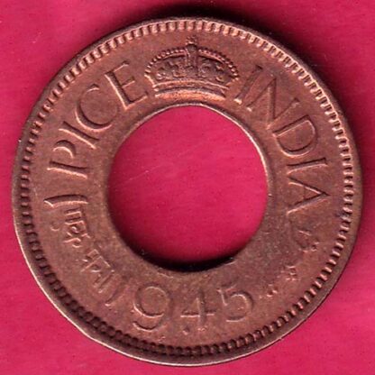 British India unc 1945 bombay mint one Pice–F510