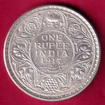 British India 1917 bombay mint George v Emperor One Rupee –F514