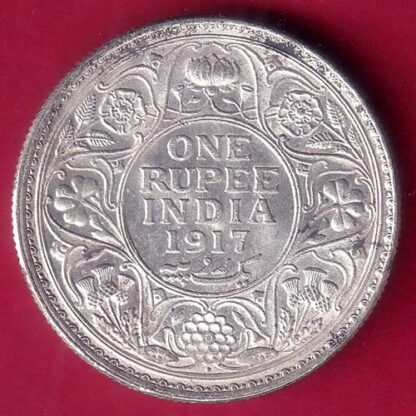 British India 1917 bombay mint George v Emperor One Rupee–F522