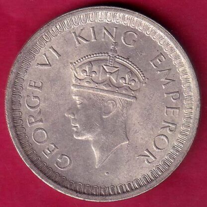 BRITISH INDIA 1942 BOMBAY MINT GEORGE VI ONE RUPEE BEAUTIFUL SILVER COIN–F524 - Image 2