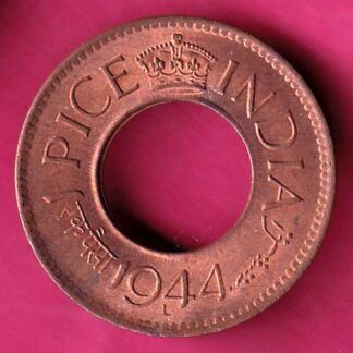 British india UNC king george vi 1944 LAHORE MINT one pice copper coin- FB6322