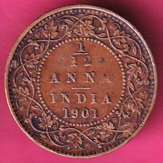 British india 11901  victoria empress 1/12 anna copper Coin - FB6329