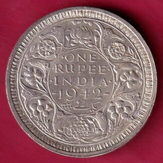 BRITISH INDIA 1942 BOMBAY MINT GEORGE VI ONE RUPEE BEAUTIFUL SILVER COIN - FB6453