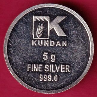 SILVER TOKEN: W:– 4.92 gm : KUNDAN 5 GRAM FINE SILVER TOKEN - FB6464