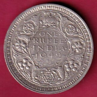 BRITISH INDIA 1942 BOMBAY MINT GEORGE VI ONE RUPEE BEAUTIFUL SILVER COIN - FB6506