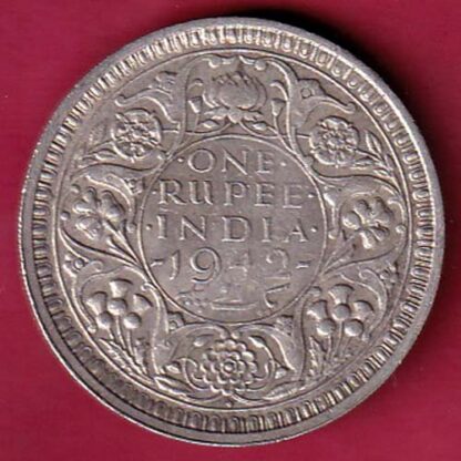 BRITISH INDIA 1942 BOMBAY MINT GEORGE VI ONE RUPEE BEAUTIFUL SILVER COIN - FB6506
