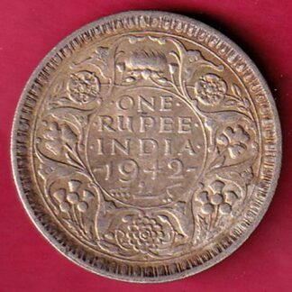 BRITISH INDIA 1942 BOMBAY MINT GEORGE VI ONE RUPEE BEAUTIFUL SILVER COIN  - FB6509