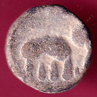 ANCIENT INDIA SATAVAHANA IKSHVAKU DYNASTY LEAD UNIT ELEPHANT STANDING COIN - FB6571
