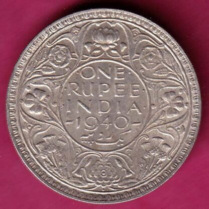 British India 1940 BOMBAY MINT George VI Bombay Mint One Rupee - FB6634