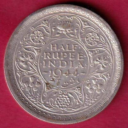British india 1944 Bombay mint george vi HALF rupee silver coin - FB6660