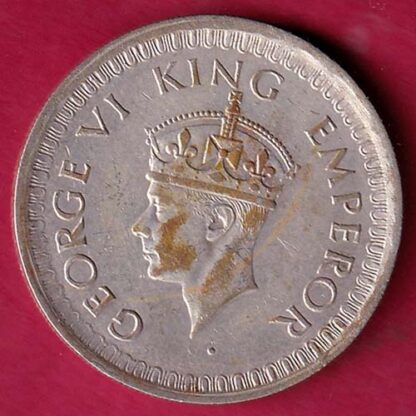British india 1944 Bombay mint george vi HALF rupee silver coin - FB6660 - Image 2