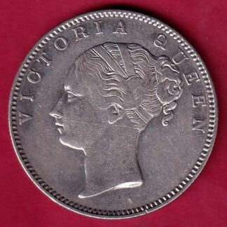 EAST INDIA COMPANY 1840 CONTINUOUS VICTORIA QUEEN 1 RUPEE SILVER COIN - FB6666