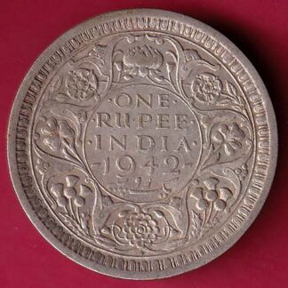 BRITISH INDIA 1942 BOMBAY MINT GEORGE VI ONE RUPEE BEAUTIFUL SILVER COIN– FB6692