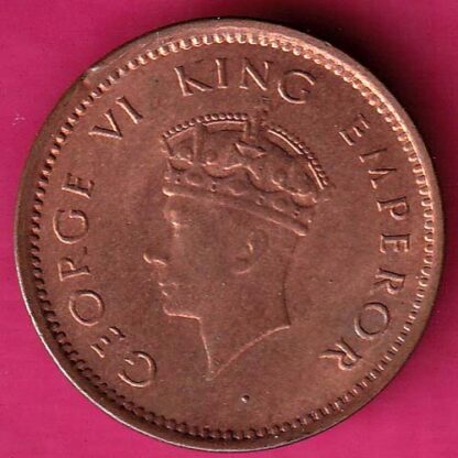BRITISH INDIA 1939 UNC 1/2 PICE COPPER COIN– FB6697 - Image 2