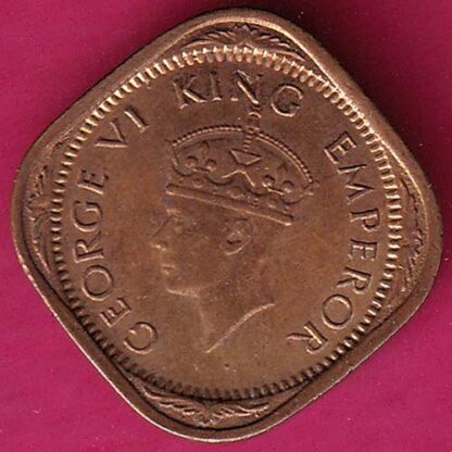 BRITISH INDIA unc 1944 GEORGE VI 1/2 ANNA RARE COIN– FB6699 - Image 2