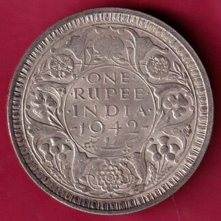 BRITISH INDIA 1942 BOMBAY MINT GEORGE VI ONE RUPEE BEAUTIFUL SILVER COIN - FB6718