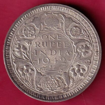 BRITISH INDIA 1942 BOMBAY MINT GEORGE VI ONE RUPEE BEAUTIFUL SILVER COIN - FB6718