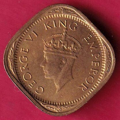 BRITISH INDIA unc 1944 GEORGE VI 1/2 ANNA RARE COIN - FB6724 - Image 2
