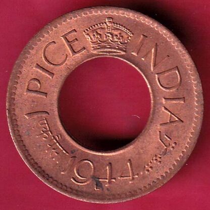 British india UNC king george vi 1944 LAHORE MINT one pice copper coin  - FB6769