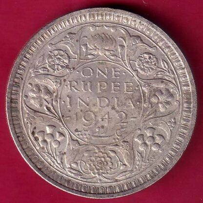 BRITISH INDIA 1942 BOMBAY MINT GEORGE VI ONE RUPEE BEAUTIFUL SILVER COIN– FB6944