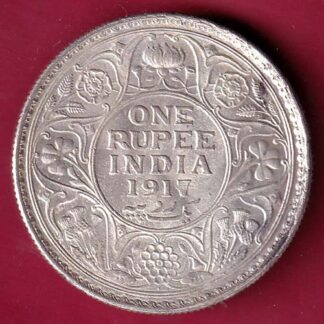 British India 1917 bombay mint George v Emperor One Rupee –FB6960