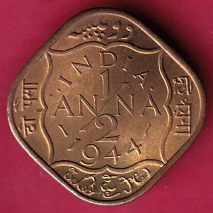 BRITISH INDIA 1944 GEORGE VI 1/2 ANNA COIN :- GA469 - Image 2