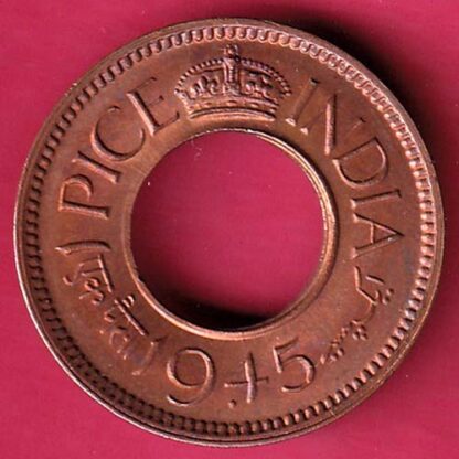 British india UNC king george vi 1945  one pice copper coin-GA470