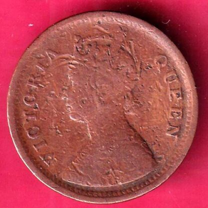 BRITISH INDIA 1862 VICTORIA QUEEN 1/2 PICE COPPER COIN  –FB6910 - Image 2