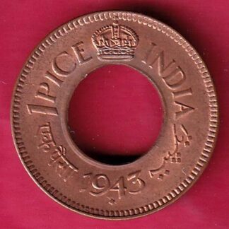 British india UNC king george vi 1945 one pice copper coin-G506