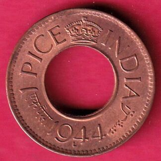 British india UNC king george vi 1944 LAHORE MINT one pice copper coin – FB7003