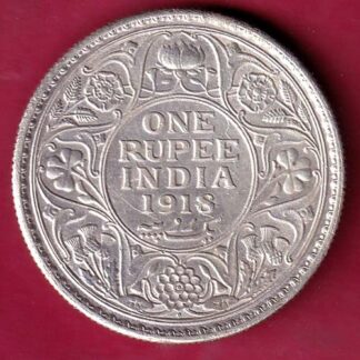 British India 1918 Bombay Mint George v One Rupee silver coin– FB7009