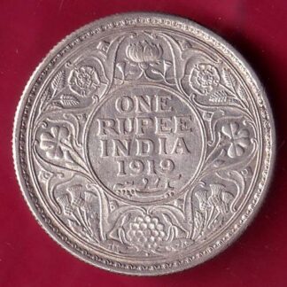 British India 1919 George v One Rupee Silver coin– FB7056