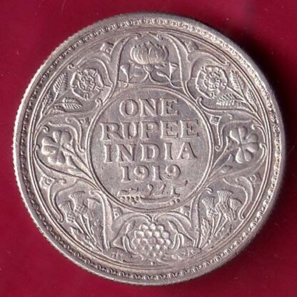 British India 1919 George v One Rupee Silver coin– FB7056