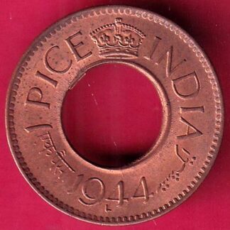 British india UNC king george vi 1944 LAHORE MINT one pice copper coin – FB7099