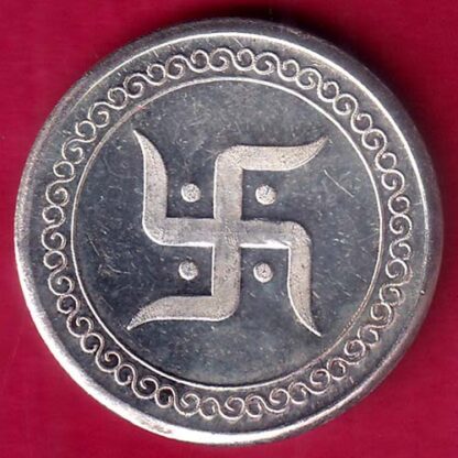 SILVER TOKEN W – 1.94 gm : SWASTIKA & KALSH – FB7147 - Image 2