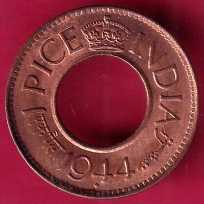 british india UNC king george vi 1944 BOMBAY MINT one pice copper coin–FB7192