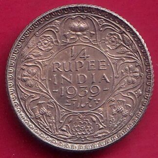 BRITISH INDIA 1939 BOMBAY MINT GEORGE VI 1/4 RUPEE SILVER COIN –FB7229
