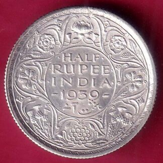 BRITISH INDIA 1939  GEORGE VI HALF RUPEE SILVER COIN – FB7260
