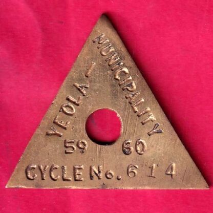 CYCLE TOKEN: YEOLA MUNCIPALITY CYCLE 1959-60 NO. 614 – FB7273